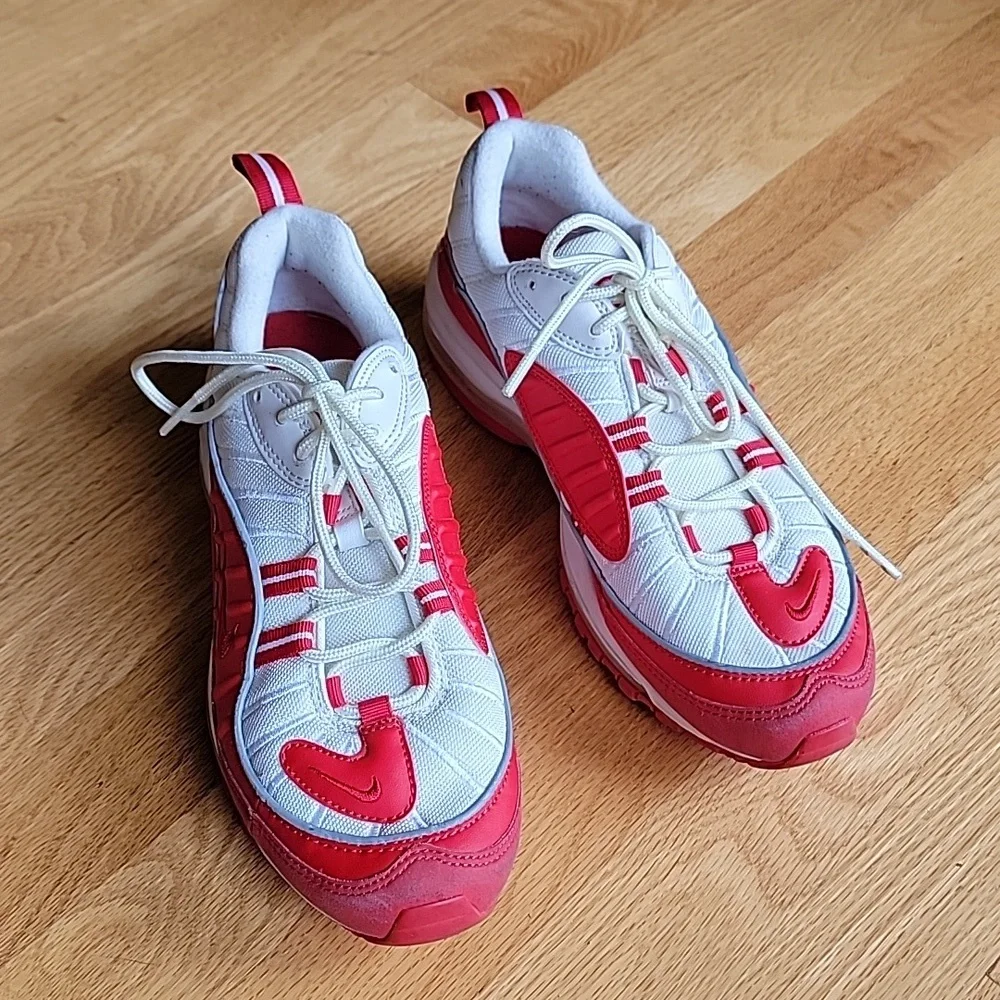 Nike Air Max Red White Youth Unisex Sneaker Leather & Mesh Upper